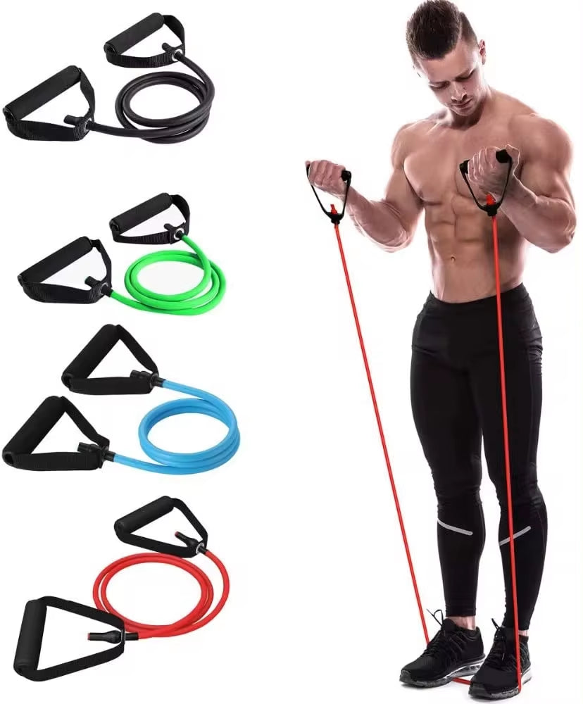 5 Levels Resistance Hot Yoga Pull Rope Bands Handles Elastic Sports Bodybuild Home Gym Workouts Muscle Training Rubber Tube Band ATHLEXES