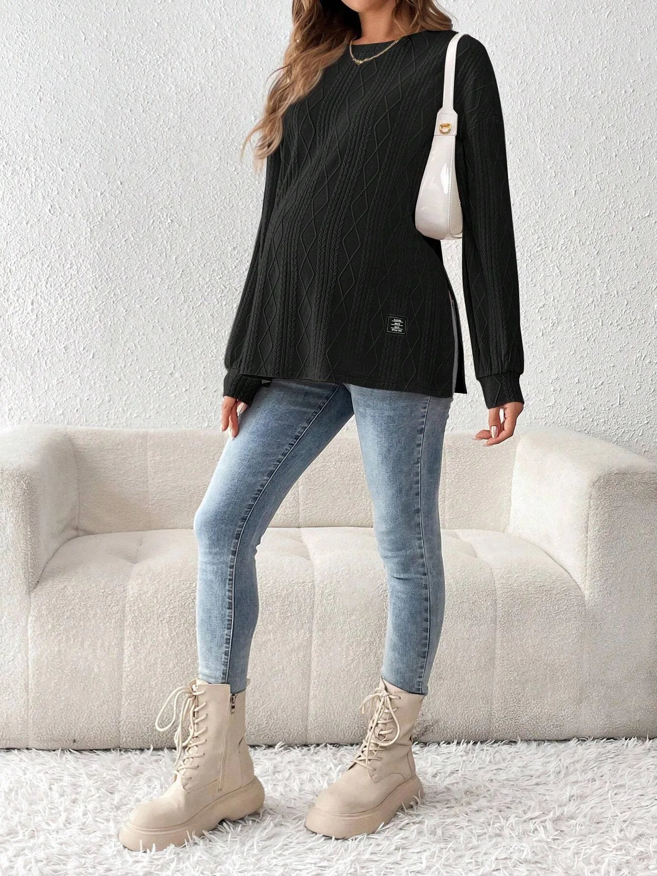 CozyMom O-Neck Maternity Pullover Sweater ATHLEXES
