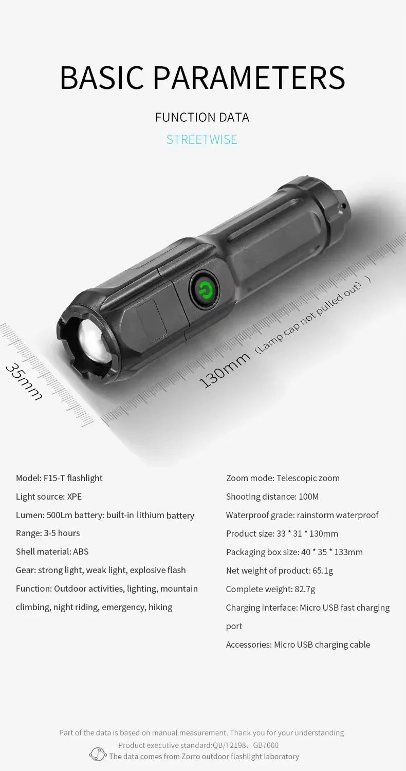 Tactical Zoom LED Flashlight - USB Rechargeable Torch ATHLEXES