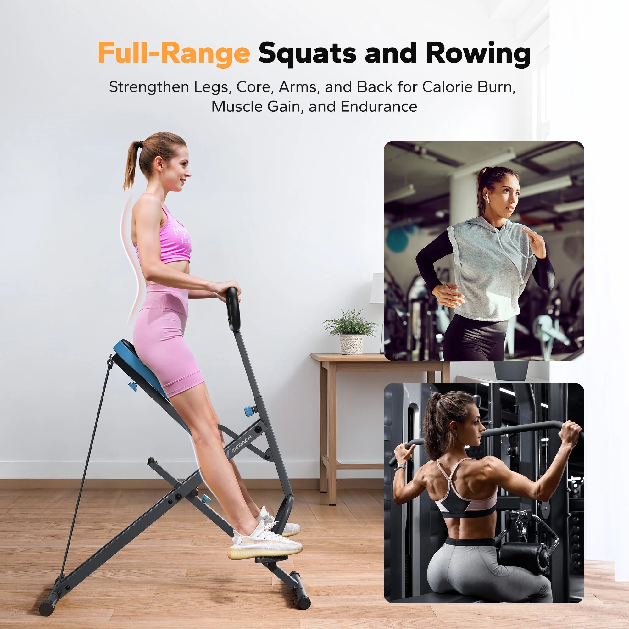 MERACH 2in1 Foldable Squat and Row Machine ATHLEXES