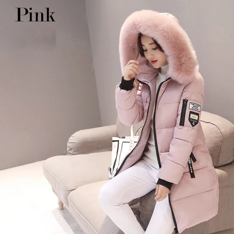 Elegant Women's Winter Fur Hooded Parka with Pockets ATHLEXES