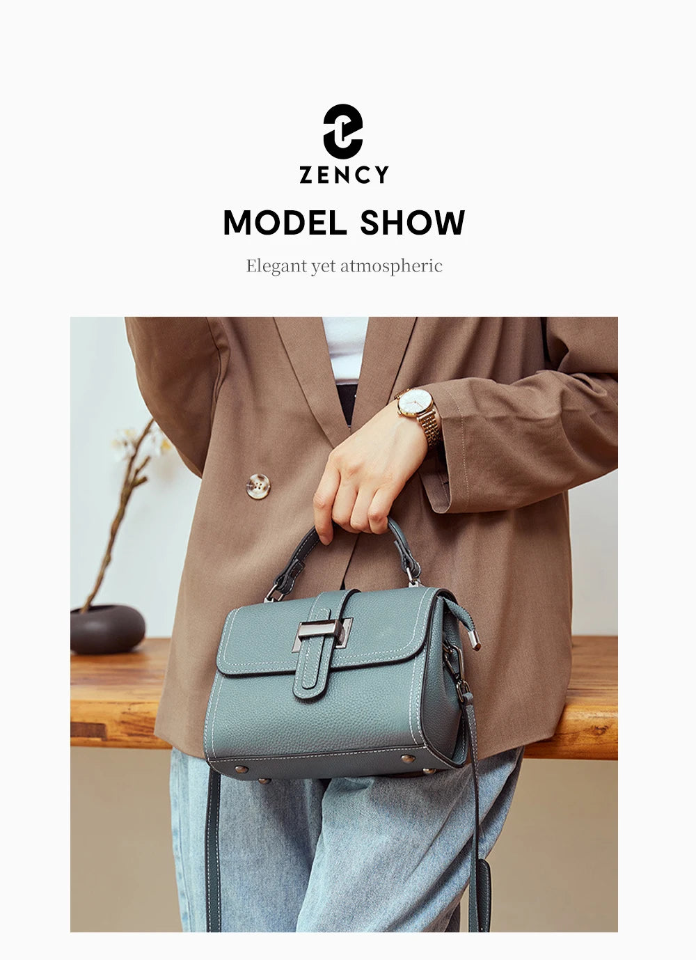 Zency Luxury Genuine Leather Envelope Bag for Women ATHLEXES