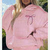 Cozy Elegance Pink Bow Cotton Hoodie for Women ATHLEXES