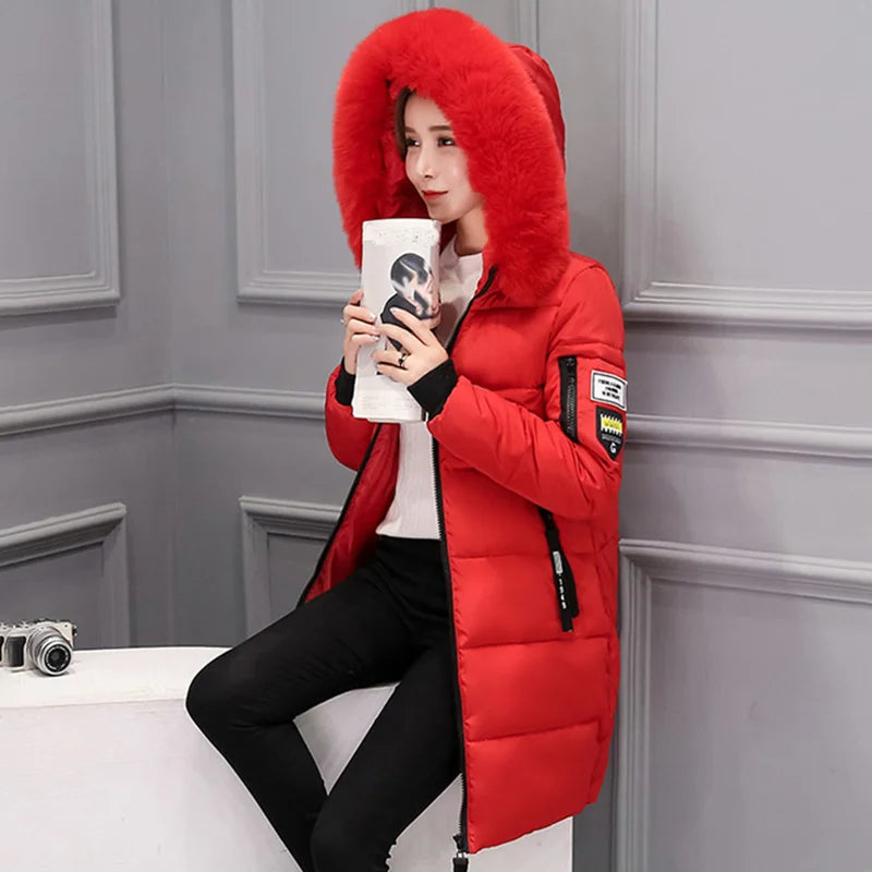 Elegant Women's Winter Fur Hooded Parka with Pockets ATHLEXES