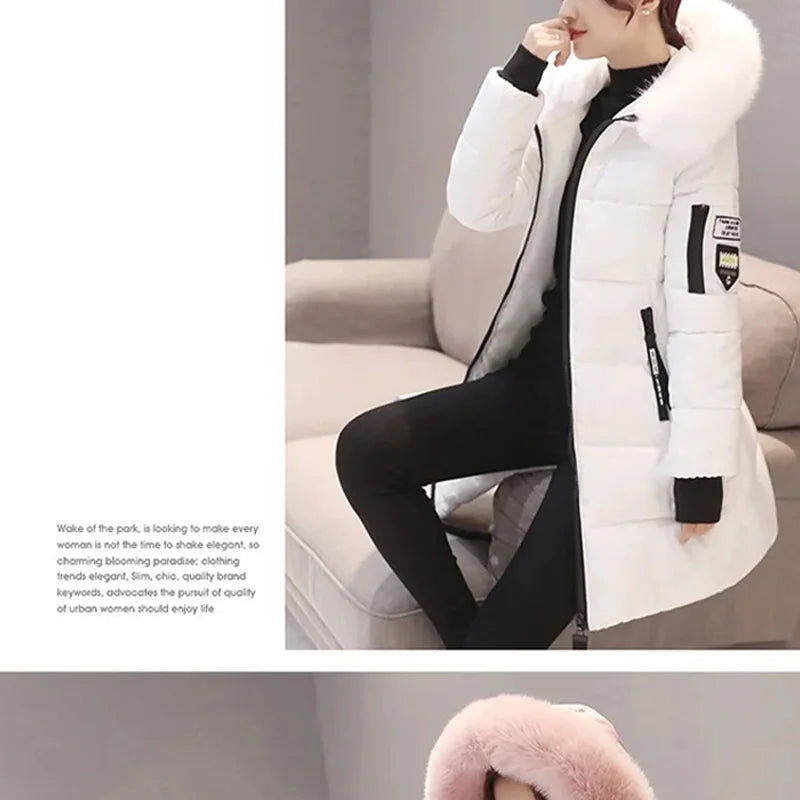 Elegant Women's Winter Fur Hooded Parka with Pockets ATHLEXES