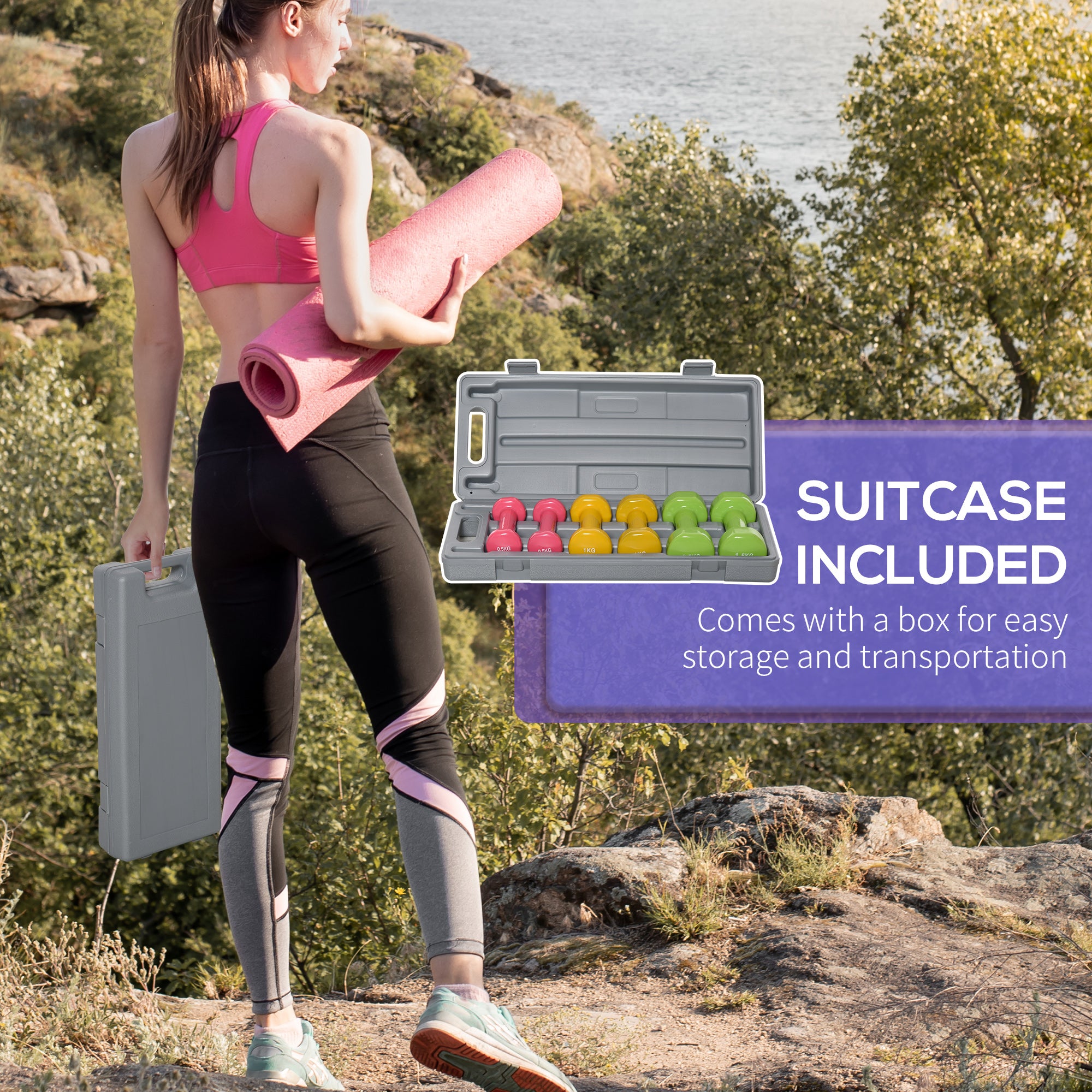 HOMCOM Compact Dumbbell Set with Carry Case ATHLEXES