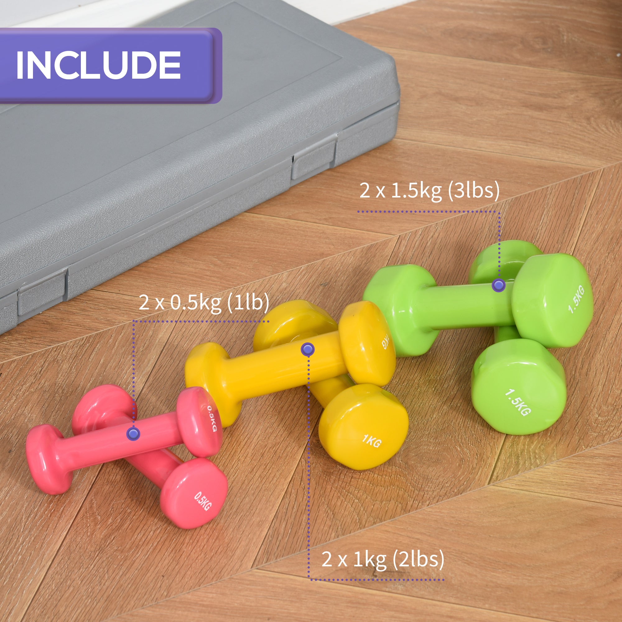 HOMCOM Compact Dumbbell Set with Carry Case ATHLEXES