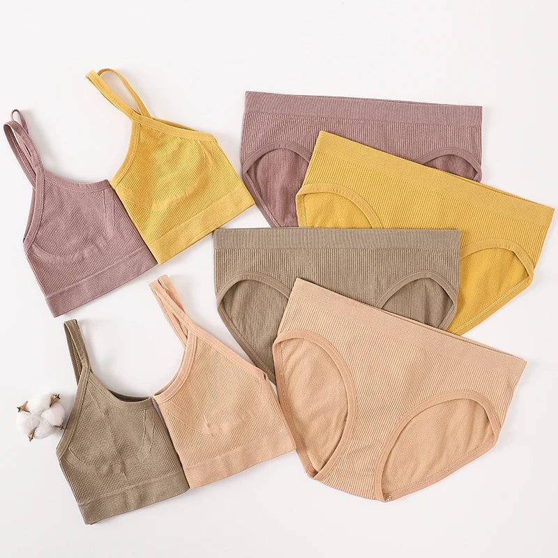 Women Seamless Bras Panties Set Sports Crop Top Briefs ATHLEXES