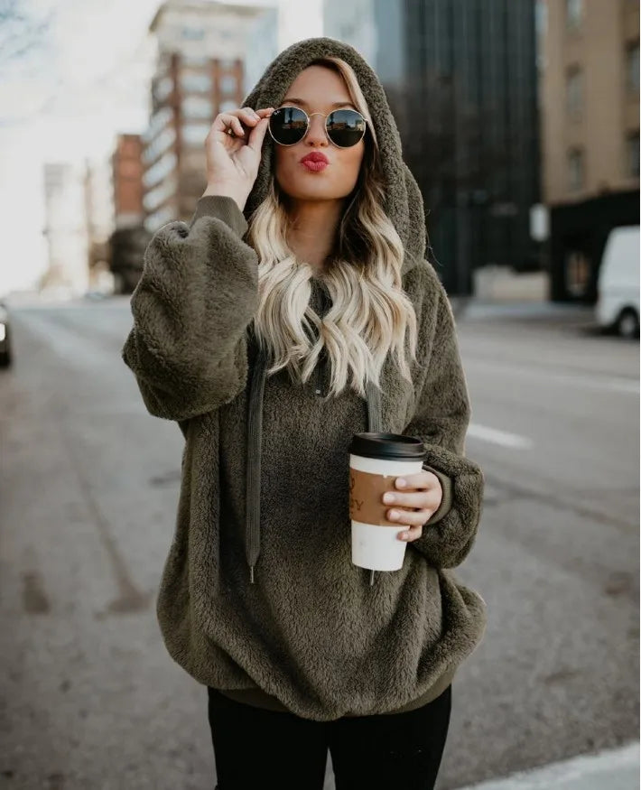 Chic Monochrome Hooded Sweater for Women ATHLEXES