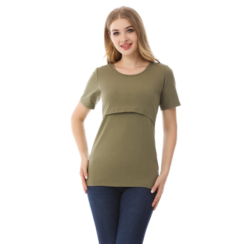 NurtureNest Stylish Nursing T-Shirt for Moms ATHLEXES