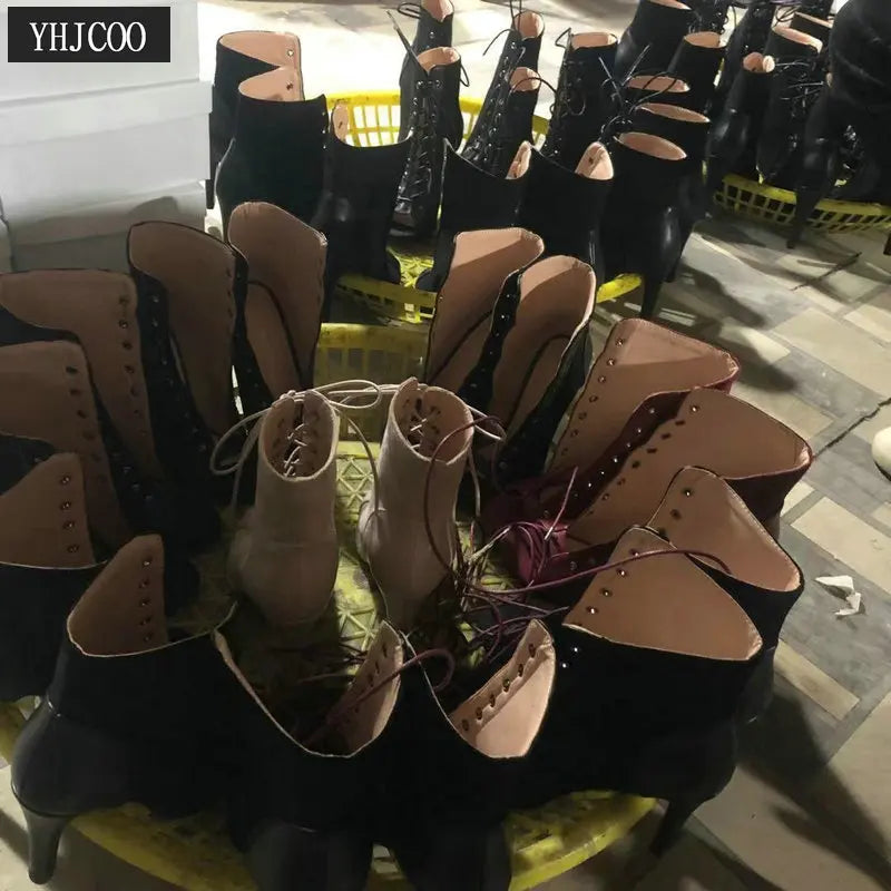 Hollow Mesh Peep Toe Stilettos: Summer High Heel Fashion ATHLEXES