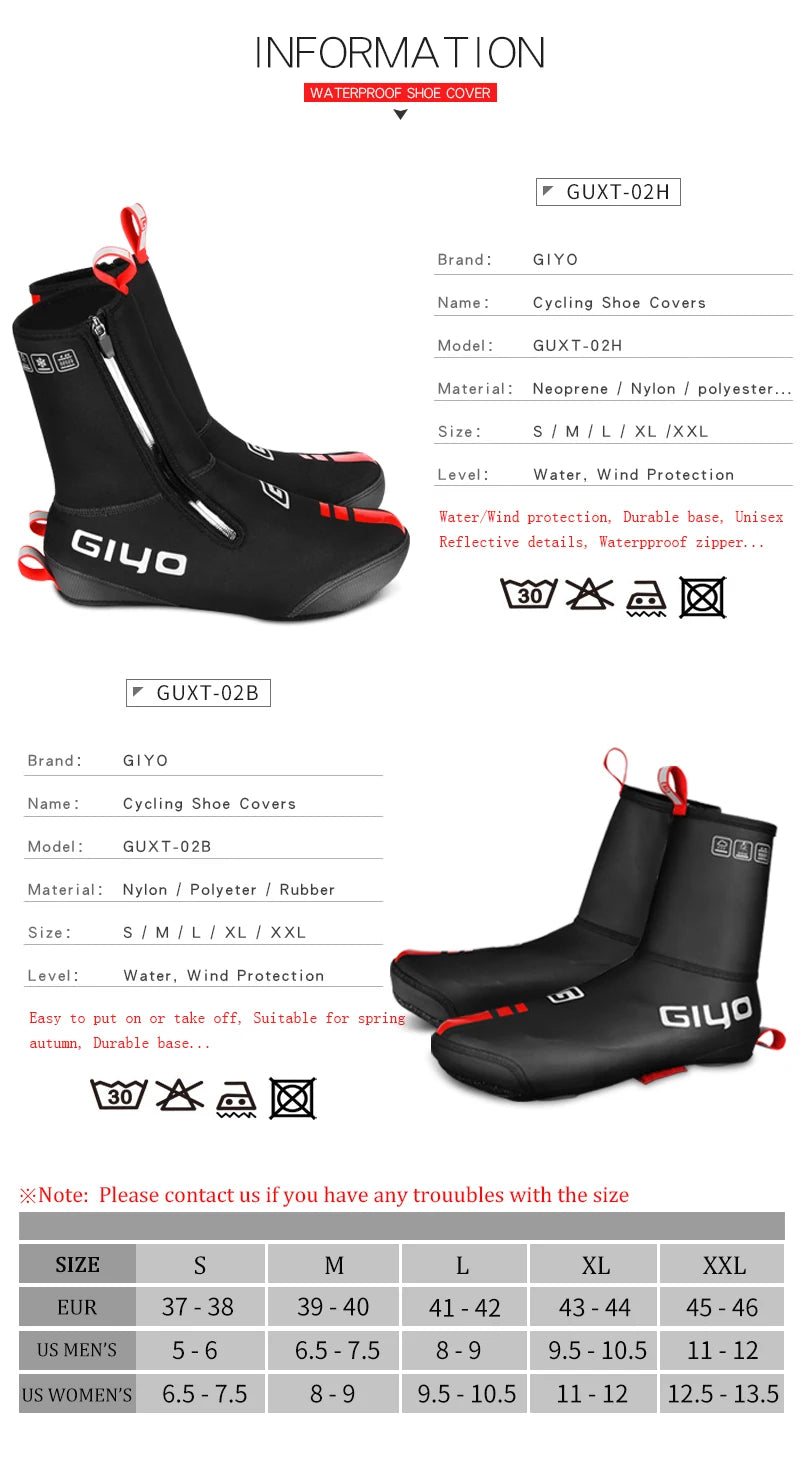 GIYO Waterproof Windproof Fleece Cycling Overshoes for Winter Ride ATHLEXES
