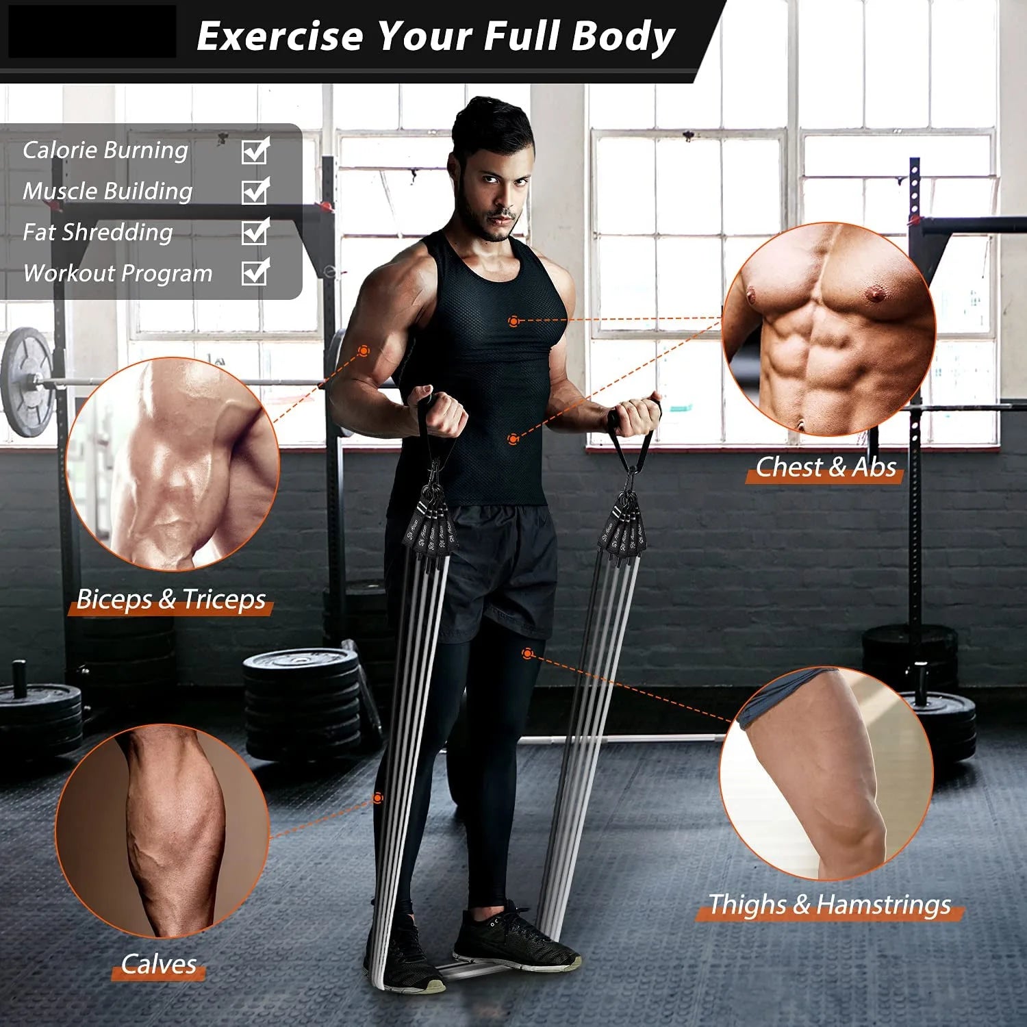 Premium Resistance Bands Set with Door Anchor & Straps ATHLEXES