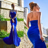 Elegant Strapless Black Maxi Dress with Front Slit ATHLEXES