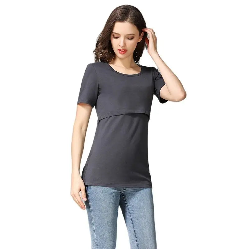 NurtureNest Stylish Nursing T-Shirt for Moms ATHLEXES