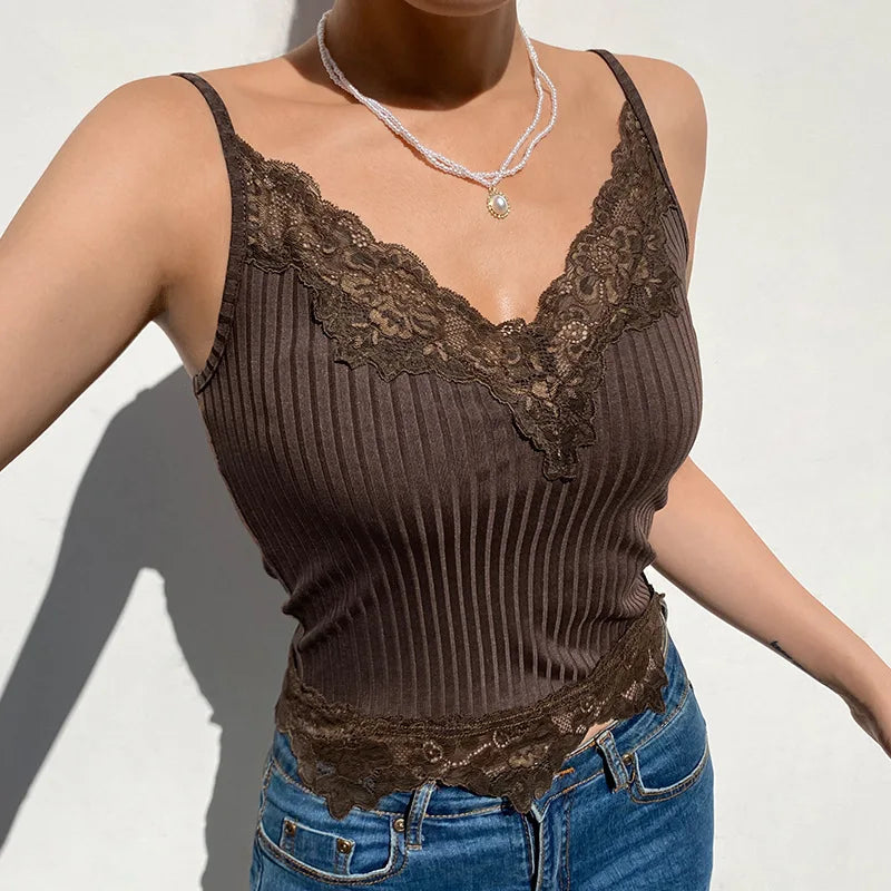 Grunge Chic Lace Trim Crop Top for Women ATHLEXES