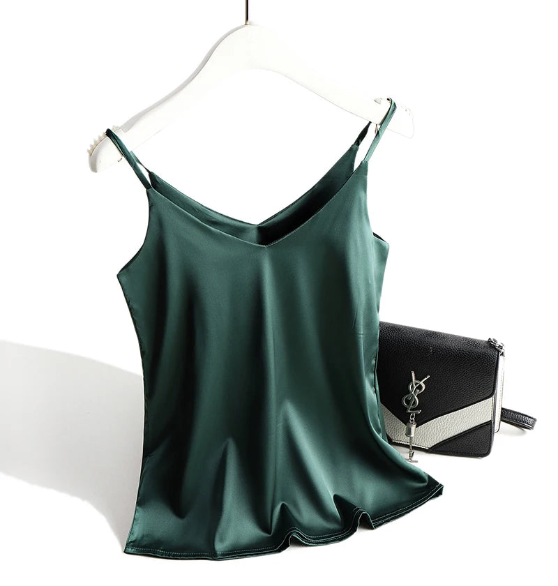 Silk Elegance V Neck Halter Cami Top for Women ATHLEXES