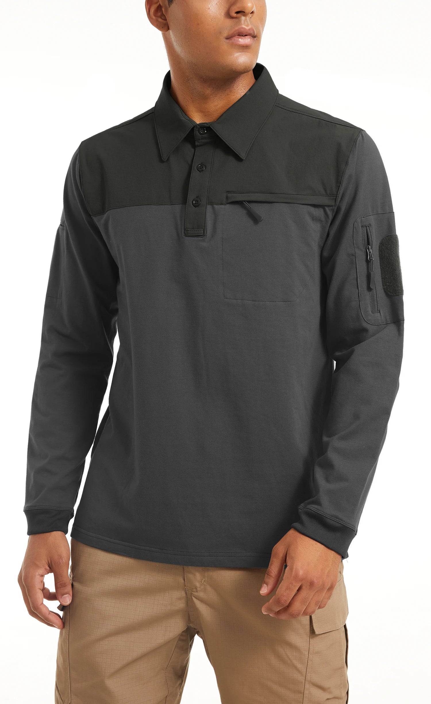 TACVASEN Men's Outdoor Polo Shirt with 2 Zipper Pockets ATHLEXES