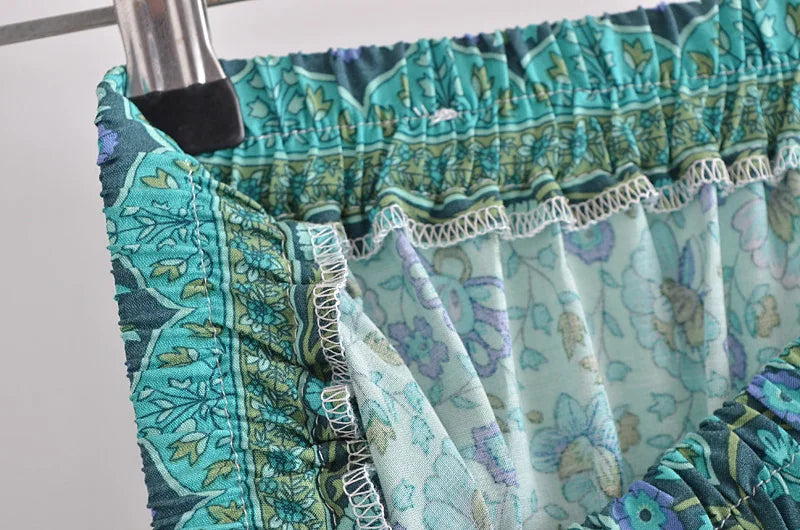 Bohemian Floral Ruffle Hem Midi Skirt ATHLEXES
