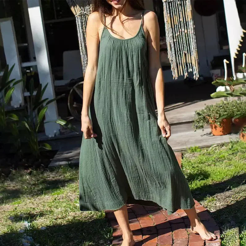 Elegant Cotton Summer Maxi Dress for Women ATHLEXES