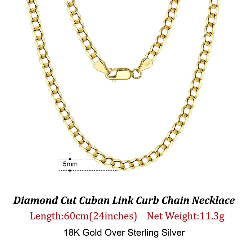 Rinntin 18K Gold Cuban Link Chain Necklace ATHLEXES