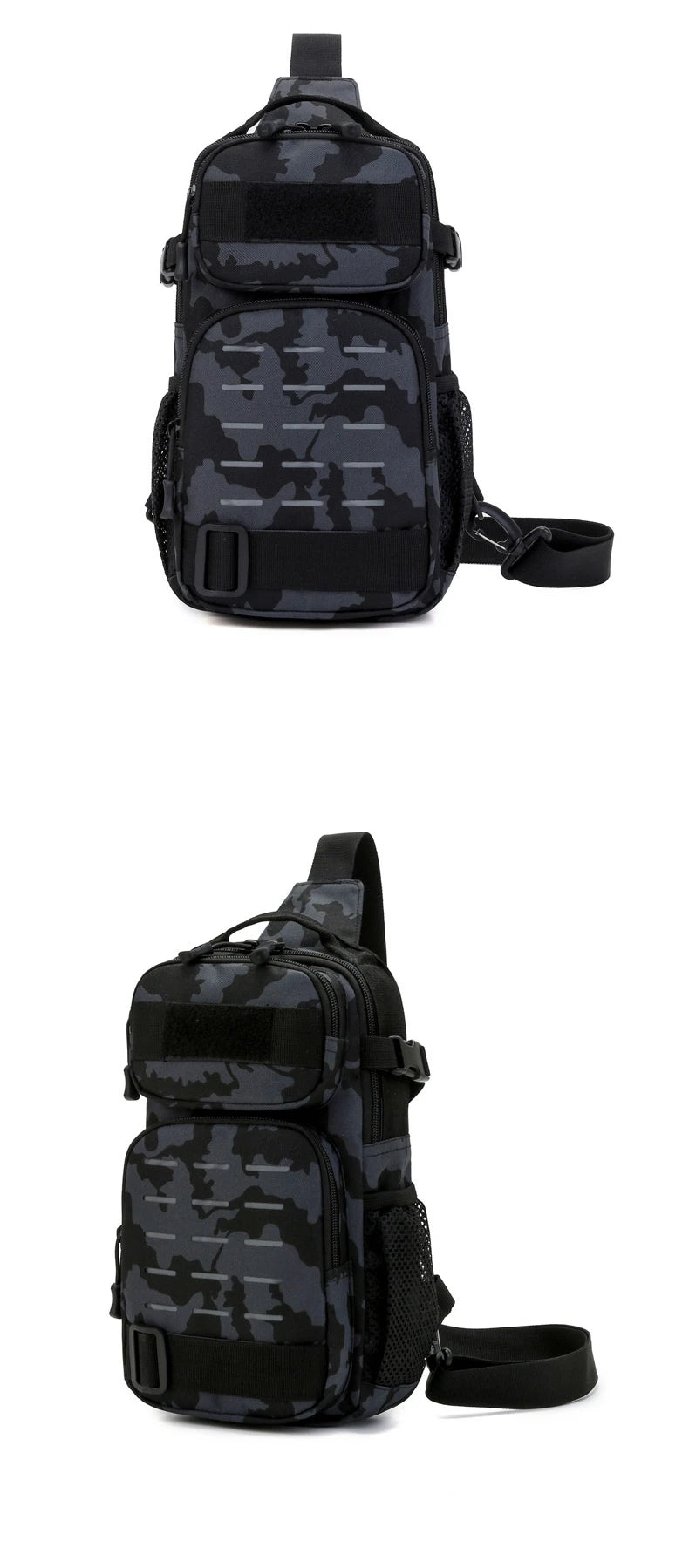 Tactical Sling Shoulder Bags Waterproof Night Reflective Strip Pack EDC Molle Chest Bag 10L Capacity Black ATHLEXES