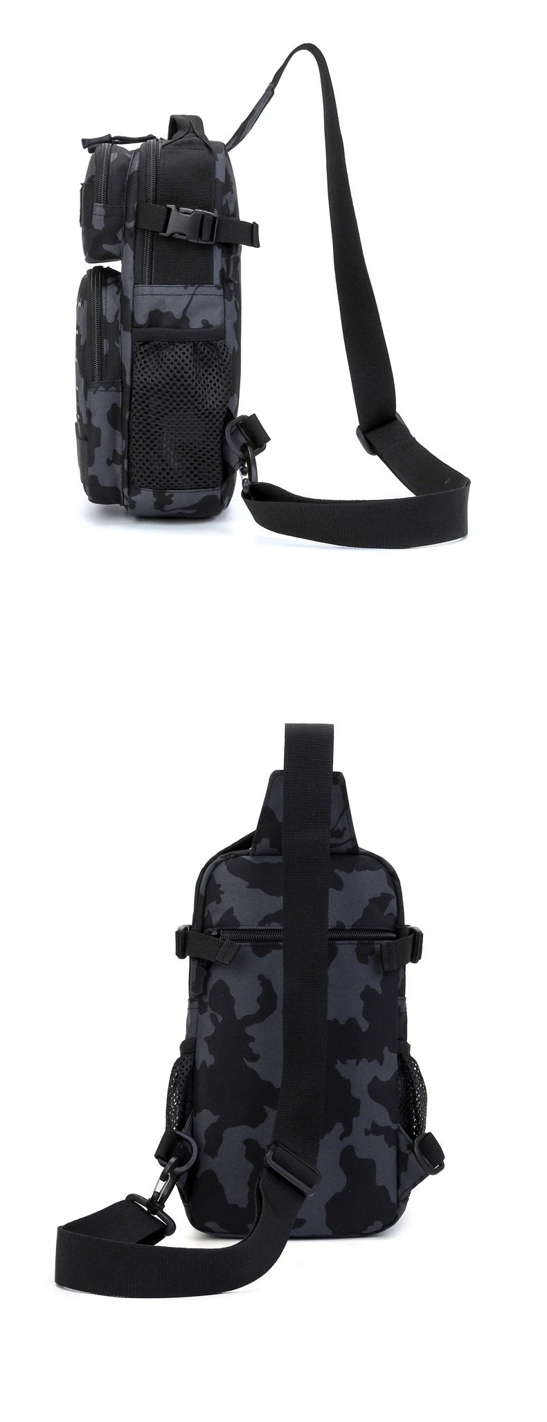 Tactical Sling Shoulder Bags Waterproof Night Reflective Strip Pack EDC Molle Chest Bag 10L Capacity Black ATHLEXES