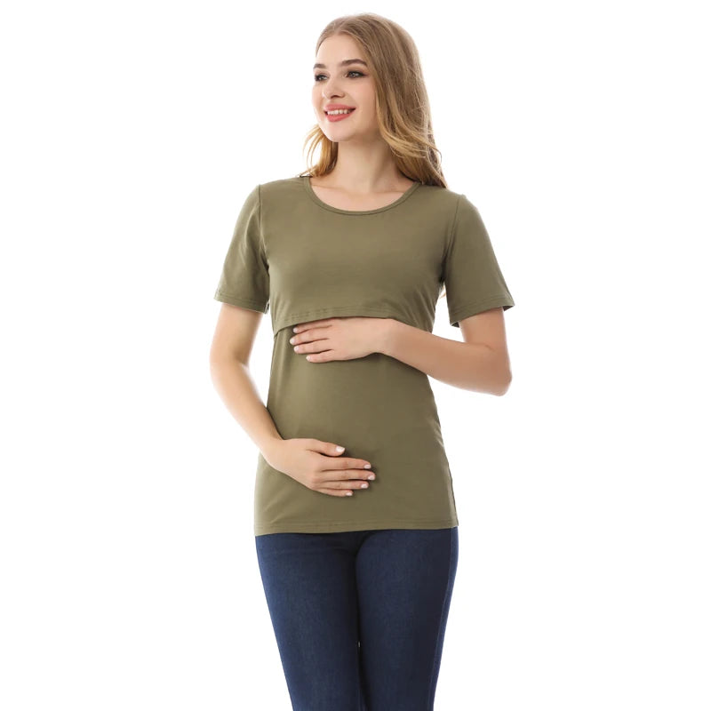 NurtureNest Stylish Nursing T-Shirt for Moms ATHLEXES