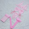 Lace Women Lingerie Set 4 Pcs Sling Open Bra Garter Panties ATHLEXES