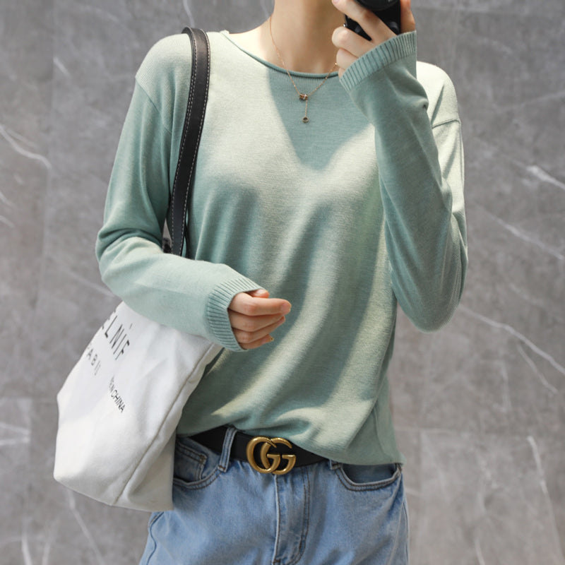 YSZWDBLX Women's Slim Fit Knit O-neck Sweater ATHLEXES