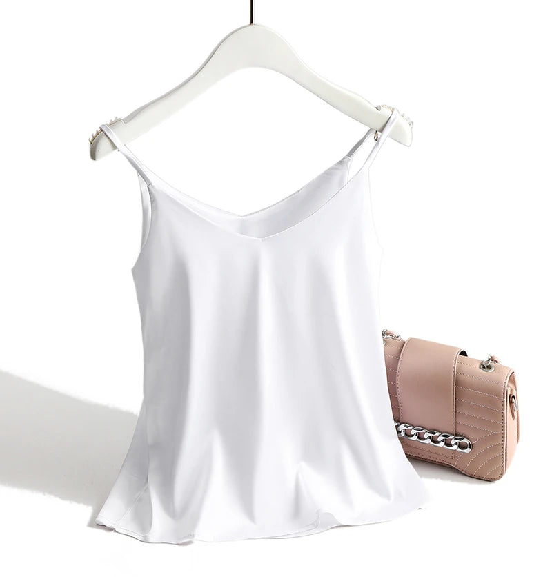 Silk Elegance V Neck Halter Cami Top for Women ATHLEXES