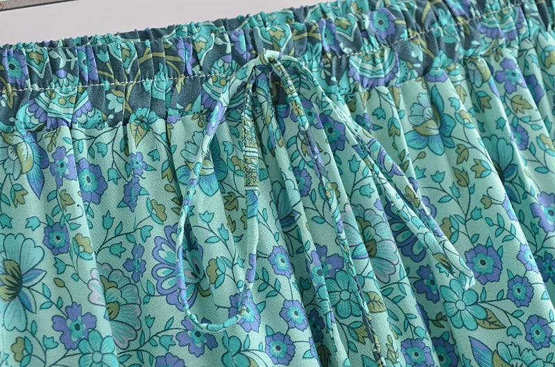 Bohemian Floral Ruffle Hem Midi Skirt ATHLEXES