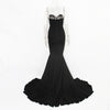Elegant Strapless Black Maxi Dress with Front Slit ATHLEXES