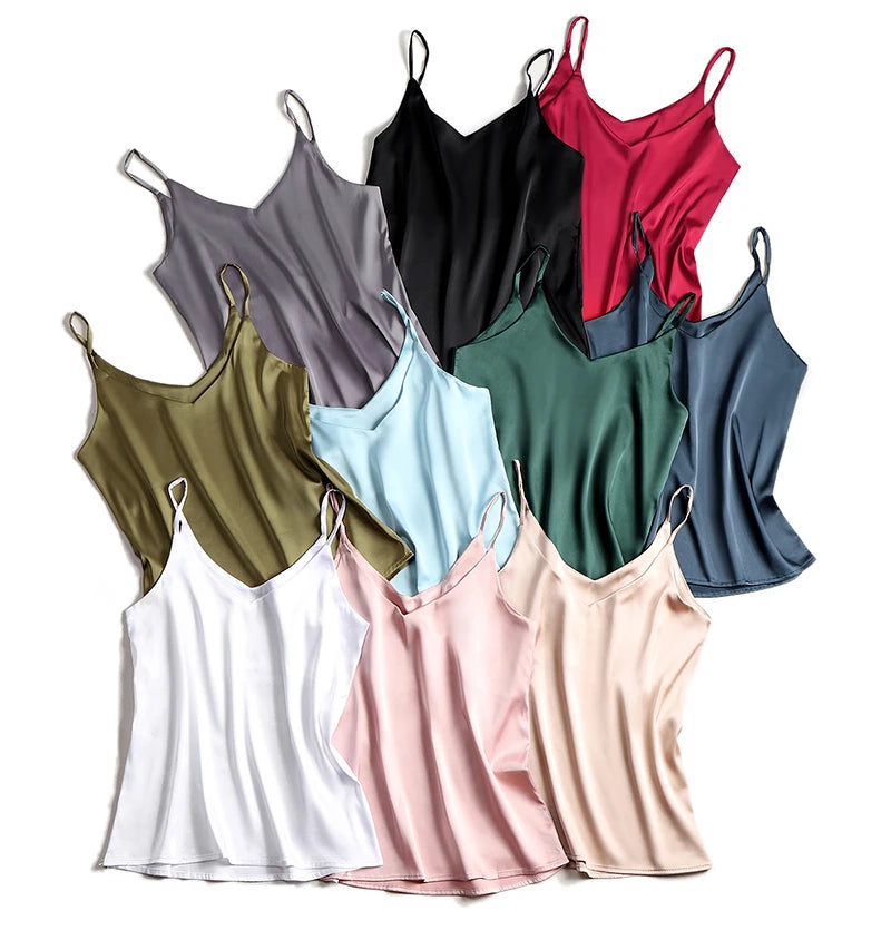 Silk Satin Halter Cami Top for Women ATHLEXES
