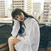 Zadily 2023 Spring Oversized Chic White Button-Up Blouse ATHLEXES