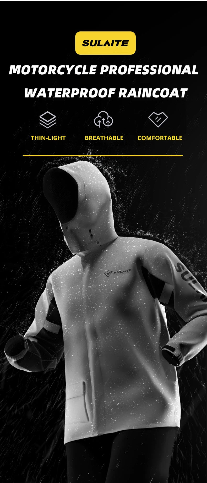 SULAITE Ultrathin Waterproof Rain Suit for All Weather ATHLEXES