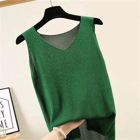 Chic Summer V Neck Knitted Blouse for Women ATHLEXES