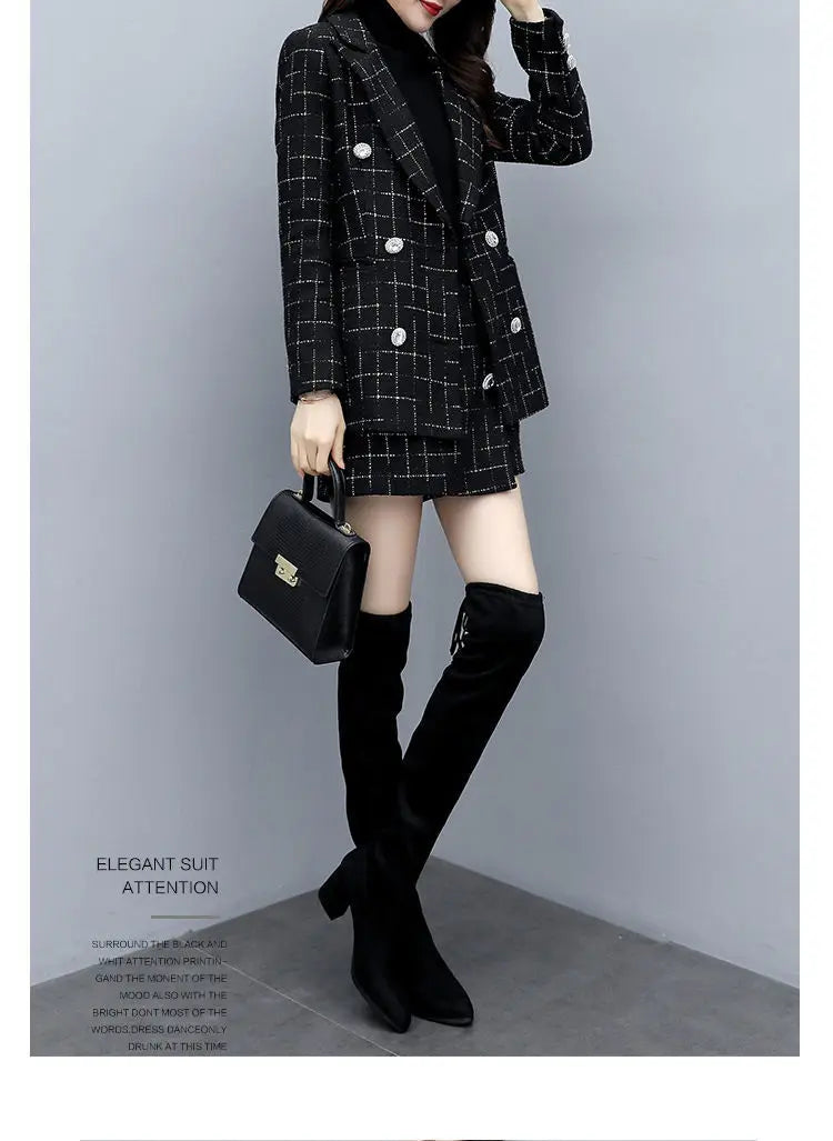 Chic Korean Plaid Two-Piece Suit Set for Women ATHLEXES