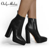 Onlymaker Women’s Chic Black Matte Ankle Boots with 12CM Heel ATHLEXES