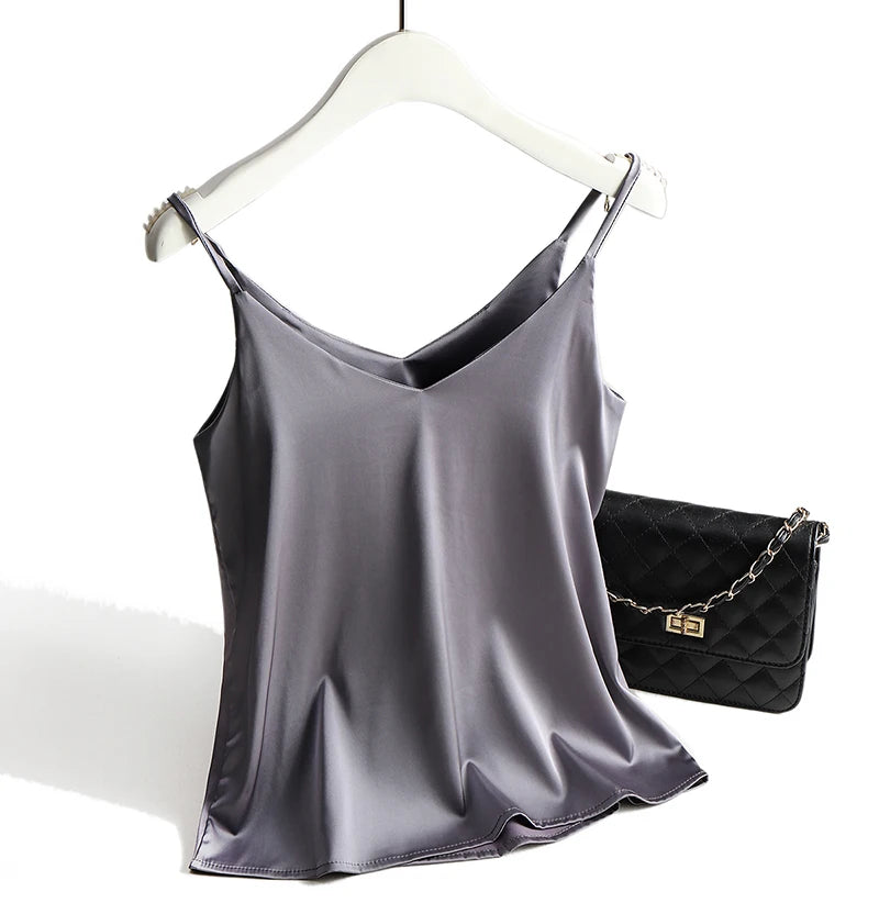 Silk Elegance V Neck Halter Cami Top for Women ATHLEXES