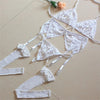 Lace Women Lingerie Set 4 Pcs Sling Open Bra Garter Panties ATHLEXES