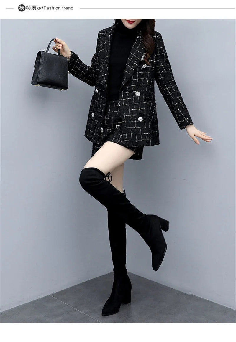 Chic Korean Plaid Two-Piece Suit Set for Women ATHLEXES