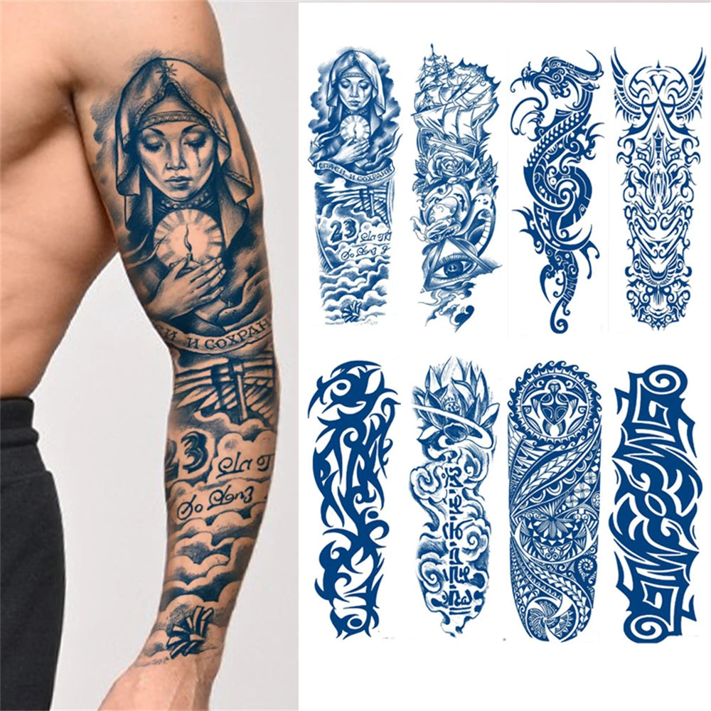Blue Totem Waterproof Full Arm Tattoo Sleeve ATHLEXES