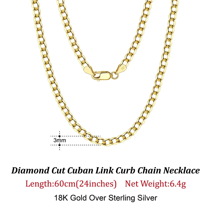 Rinntin 18K Gold Cuban Link Chain Necklace ATHLEXES