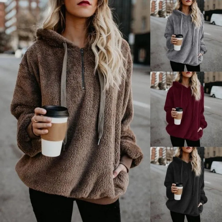 Chic Monochrome Hooded Sweater for Women ATHLEXES