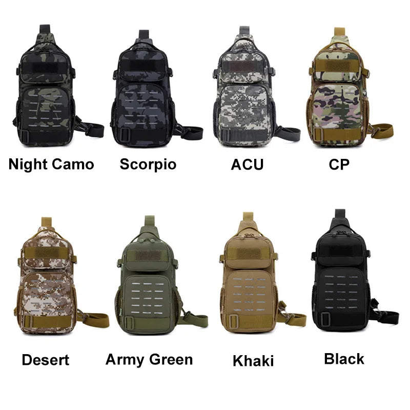Tactical Sling Shoulder Bags Waterproof Night Reflective Strip Pack EDC Molle Chest Bag 10L Capacity Black ATHLEXES