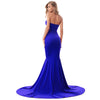 Elegant Strapless Black Maxi Dress with Front Slit ATHLEXES