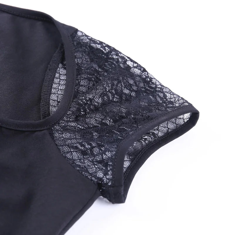 Gothic Lace Bodycon Top for Women Streetwear Chic ATHLEXES