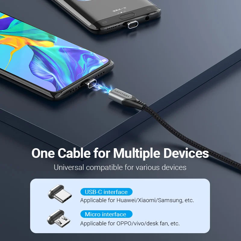 Vention 3A Magnetic USB Charge Cable for All Devices ATHLEXES