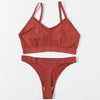 Women Seamless Bra Set High Cut Thong Panties Wire Free Lingerie ATHLEXES